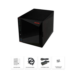 Asustor AS5304T | Gaming Inspired Network Attached Storage | 1.5GHz Quad-Core, Two 2.5GbE Port, 4GB RAM DDR4, 4GB eMMC Flash Memory | Personal Private Cloud (4 Bay Diskless NAS)