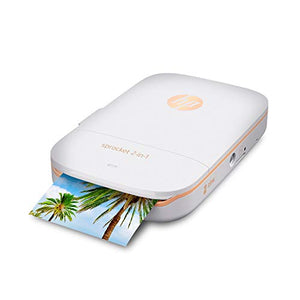 HP Sprocket 2-in-1 Portable Photo Printer & Instant Camera Bundle with 8GB MicroSD Card and ZINK Photo Paper – White (5MS95A)