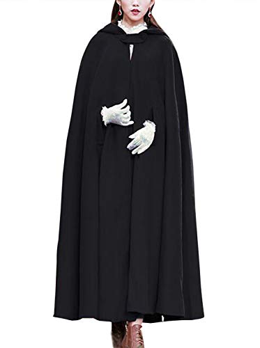 Wool Hooded Cape Maxi Cloak Trench
