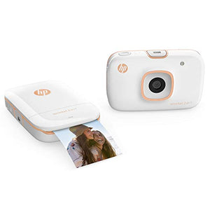 HP Sprocket 2-in-1 Portable Photo Printer & Instant Camera Bundle with 8GB MicroSD Card and ZINK Photo Paper – White (5MS95A)