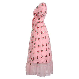 See why the Strawberry Print Mesh Yarn Pleated Dress is blowing up on TikTok.   #TikTokMadeMeBuyIt