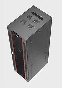 Sysracks 42U Server Rack Cabinet Enclosure Data Network Free Standing Locking with Wheels - LCD Screen - 4 Cooling Fans - Thermostat - Power Bar - Shelf - Casters