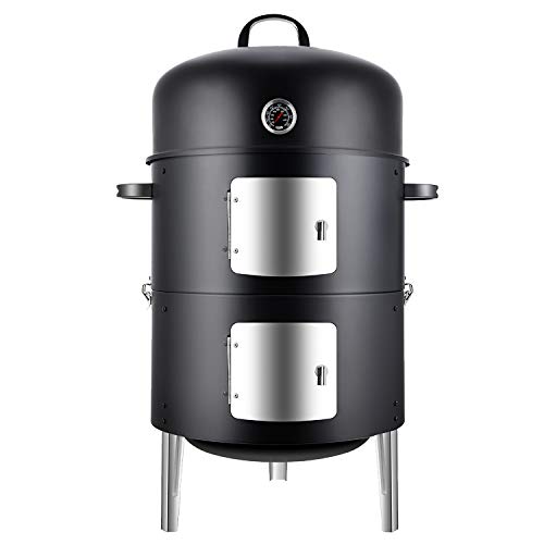 Realcook Charcoal BBQ Smoker Grill: Heavy Duty Bullet Vertical Smoker for Outdoor Cooking Grilling