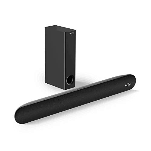 140Watt 2.1 Sound Bar, BYL TV SoundBar with Wired Subwoofer, Wired & Wireless Bluetooth 5.0 Speaker for TV, Bass Adjustable Surround Sound for Home Theater