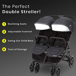 Jeep Destination Ultralight Side x Side Double Stroller, Midnight (Black)