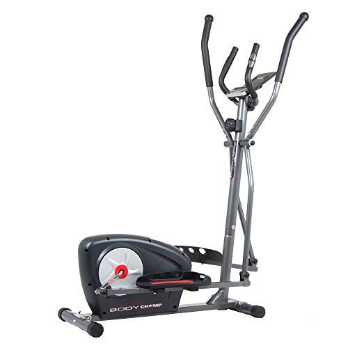 Body Champ New Elliptical Machine Trainer Magnetic Smooth Quiet Driven with LCD Media Holder Monitor and Pulse Rate Grips BR2117