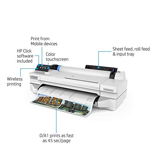 HP DesignJet T125 Large Format Compact Wireless Plotter Printer - 24