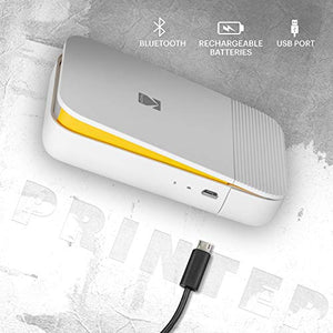 KODAK Smile Instant Digital Bluetooth Printer for iPhone & Android – Edit, Print & Share 2x3 ZINK Photos w/ Smile App (White/ Yellow) Sticker Edition
