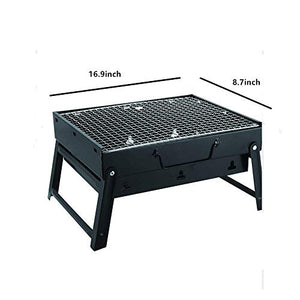 Happy reunion Folding BBQ Barbecue 13.78" Portable Charcole Grill Cold-Rolled Iron Folding Charcoal Camping Barbecue Oven