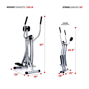 Sunny Health & Fitness SF-E902 Air Walk Trainer Elliptical Machine Glider w/LCD Monitor, 220 LB Max Weight and 30 Inch Stride