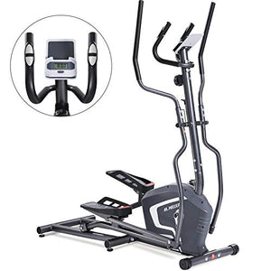 MaxKare Magnetic Elliptical Machine Trainer Smooth Quiet Driven with Front Flywheel/LCD Monitor/Dual Handles for Home Use