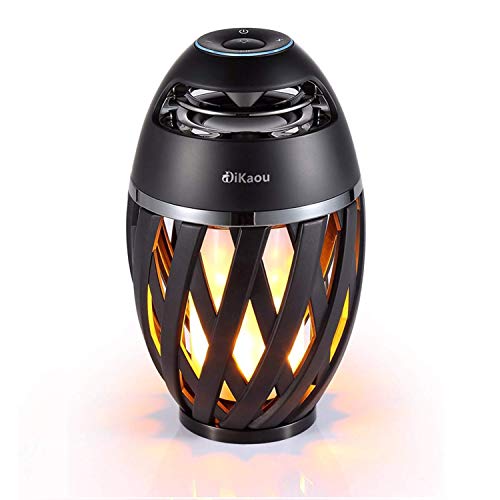 DIKAOU Led flame table lamp, Torch atmosphere Bluetooth speakers&Outdoor Portable Stereo Speaker with HD Audio and Enhanced Bass,LED flickers warm yellow lights BT4.2 for iPhone/iPad /Android