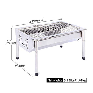 REDCAMP Portable Charcoal Grill Barbecue, Foldable Small Stainless Steel BBQ Grill Camping Tabletop Grill for Outdoor Camping Cooking