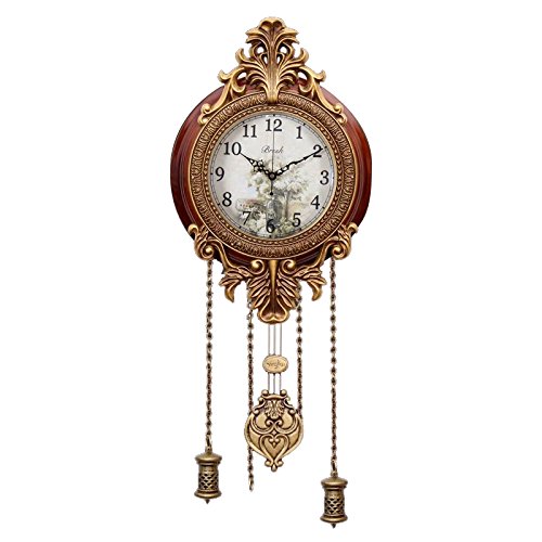 Wood Wall Clock with Swinging Pendulum