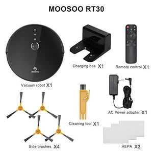 MOOSOO RT30 Robot Vacuum Cleaner - Wi-Fi Connected, 2000Pa Suction,6 Cleaning Modes,Quiet, Super-Thin, Self-Charging Robotic Vacuum Cleaner,Works with Alexa, Ideal for Pet Hair, Carpets, Hard Floors