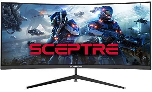 Sceptre 30-inch Curved Gaming Monitor 21:9 2560x1080 Ultra Wide Ultra Slim HDMI DisplayPort up to 200Hz Build-in Speakers, Metal Black (C305B-200UN)
