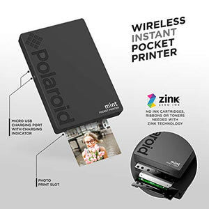 Zink Polaroid Mint Pocket Printer W/ Zink Zero Ink Technology & Built-In Bluetooth for Android & iOS Devices - Black