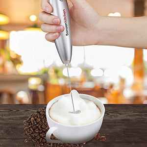 Bonsenkitchen | Electric Milk Frother, Automatic Milk Foam Maker, Stainless Steel Whisk, Battery Operated