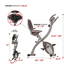 Sunny Health & Fitness Comfort XL Ultra Cushioned Seat Folding Exercise Bike with Device Holder - SF-B2721