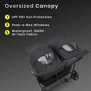 Jeep Destination Ultralight Side x Side Double Stroller, Midnight (Black)