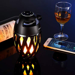 DIKAOU Led flame table lamp, Torch atmosphere Bluetooth speakers&Outdoor Portable Stereo Speaker with HD Audio and Enhanced Bass,LED flickers warm yellow lights BT4.2 for iPhone/iPad /Android