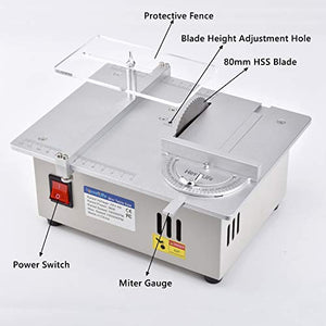 NovelLife Mini Hobby Table Saw Handmade Woodworking Bench Saw DIY Model Crafts Cutting Tool with Power Supply 63mm HSS Circular Saw Blade