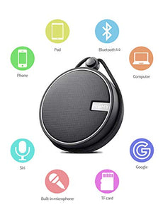 INSMY IPX7 Waterproof Shower Bluetooth Speaker, Portable Wireless Outdoor Speaker with HD Sound, Support TF Card, Suction Cup for Home, Pool, Beach, Boating, Hiking 12H Playtime (Black)