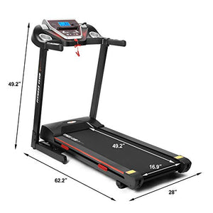 Fitnessclub Folding Electric Treadmill Power Motorised Running Machine with LCD Display, Hand Grip Pulse Sensor,Tablet Holder