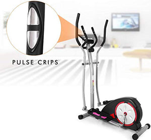 Elliptical Machine Magnetic Elliptical Training Machines with LCD Monitor Smooth Quiet Driven Pulse Rate Grips Elliptical Exercise Machine for Home Gym Office Workout
