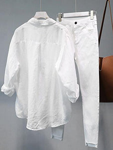 Cotton Linen Blouse, White