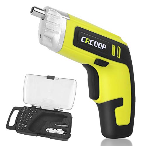 CACOOP Cordless Electric Screwdriver Rechargeable Drill 4V 1500mAh MAX Torque 5N.m 37pcs Screw Bits, 2