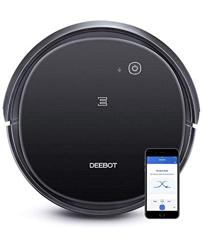 Ecovacs DEEBOT 500 Robot Vacuum Cleaner with Max Power Suction, Up to 110 min Runtime, Hard Floors and Carpets, Pet Hair, App Controls, Self-Charging, Quiet, Large, Black