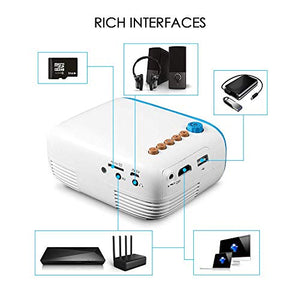 GooDee Mini Projector, LED Pico Projector, Pocket Video Projector Support HDMI Smartphone PC Laptop USB for Movie Games