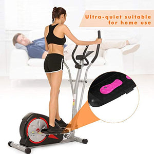 Elliptical Machine Magnetic Elliptical Training Machines with LCD Monitor Smooth Quiet Driven Pulse Rate Grips Elliptical Exercise Machine for Home Gym Office Workout