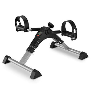 Stationary Cycle Pedal Exerciser Desk Exercise Bike with LCD Monitor Foldable (black/grey)