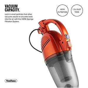 VonHaus 2 in 1 Stick & Handheld Vacuum Cleaner - 600W Corded Upright Vac with Lightweight Design, HEPA Filtration, Extendable Handle, Crevice Tool and Brush Accessories - Ideal for Hardwood Floors