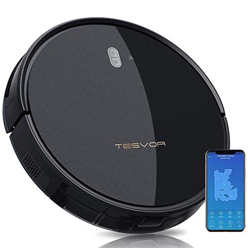 Tesvor Robot Vacuum Cleaner - 4000Pa Strong Suction Robot Vacuum, Alexa Voice and APP Control, Self-Charging Robotic Vacuum Cleaner with 5200mAh Battery, for Low-Pile Carpets, Hard Floors and Pet Hair