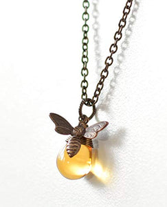 Antique Brass Honey Bee Charm Necklace