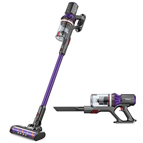Dibea Cordless Vacuum Cleaner, 400W 25Kpa Stick Vacuum, 3 Gear Suction Adjustment, 55 Minutes Long Runtime Vacuum Cleaner with Upgraded V-Shaped Roller Brush for Deep Cleaning, Lightweight