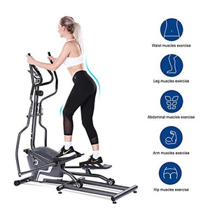MaxKare Elliptical Machine Trainer Magnetic Elliptical Exercise Machine Front Flywheel Driven for Home use with 8-Level Resistance LCD Monitor Pulse Smooth Quiet