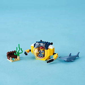 LEGO City Ocean Mini-Submarine 60263, Underwater Playset, Featuring a Toy Submarine, Pirate Treasure Chest, Hammerhead Shark Figure and a Pilot Minifigure, Great Gift for Kids, New 2020 (41 Pieces)