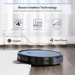 Coredy Robot Vacuum Cleaner, Boost Intellect, 1600Pa Super-Strong Suction, Boundary Strips Included, 360° Smart Sensor Protection, Ultra Slim, R650 Robotic Vacuum, Cleans Hard Floor to Carpets