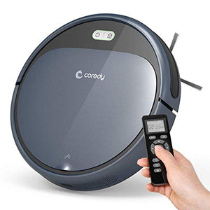 Coredy Robot Vacuum Cleaner, 1400Pa Super-Strong Suction, Ultra Slim, Automatic Self-Charging Robotic Vacuum for Cleaning Hardwood Floors, Medium-Pile Carpets, Filter for Pet, Easy Schedule Cleaning