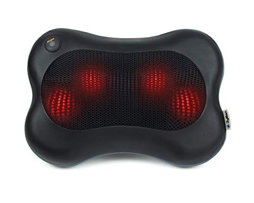 Zyllion Zma13bk Shiatsu Pillow Massager with Heat for Back Neck Shoulders