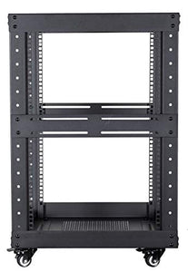 Kenuco 15U Standing Open Frame Rack with 4 Wheels and 4 Posts - Steel Network Equipment Rack 17.75 Inch Deep