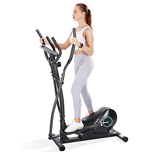 MaxKare Elliptical Machine Trainer Elliptical Exercise Machine for Home Use Portable Elliptical with 5KG Flywheel Magnetic Resistance Heavy Duty Extra-Large Pedal & LCD Monitor Quiet Smooth