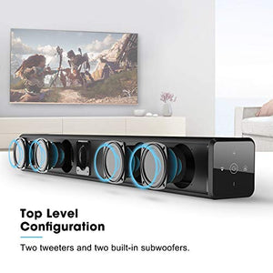 2.1 Channel 100Watt Sound bar(2020 Model), Bestisan Soundbar with Built in Subwoofer Bluetooth 5.1 Surround Sound Systems (32Inches, DSP, Touch Remote Control, Bass Adjustable)