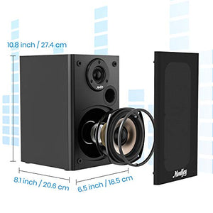 Moukey 100 Watts Home Theater Passive Bookshelf Speakers Wall-Mountable (Pair) - 2.0 Near Field Audio Speakers, Wooden Enclosure Stereo Speakers, Black - M20-1