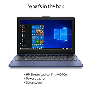 HP Stream 11-inch HD Laptop, Intel Celeron N4000, 4 GB RAM, 32 GB eMMC, Windows 10 Home in S Mode with Office 365 Personal for 1 Year (11-ak0010nr, Royal Blue)