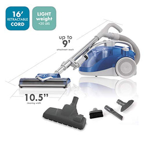 Kenmore 10701 Pet Friendly Lightweight Bagless Compact HEPA Canister Vacuum with Pet Turbine Brush, Variable Mode, Telescoping Wand, Retractable Cord, Ultra Plush Nozzle and 3 Cleaning Tools-Blue
